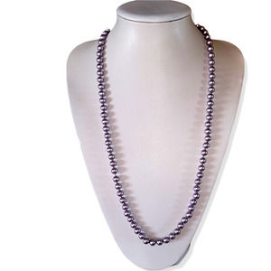 Vintage Finishing Touches Silver-Lavender 8mm Round Faux Pearls tied Strand 30"